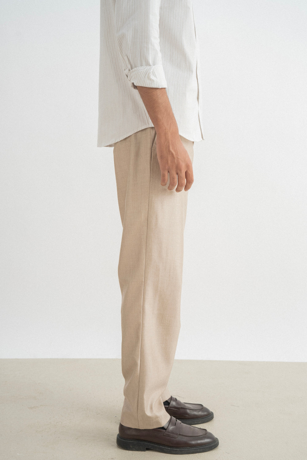 Textured straight fit trousers