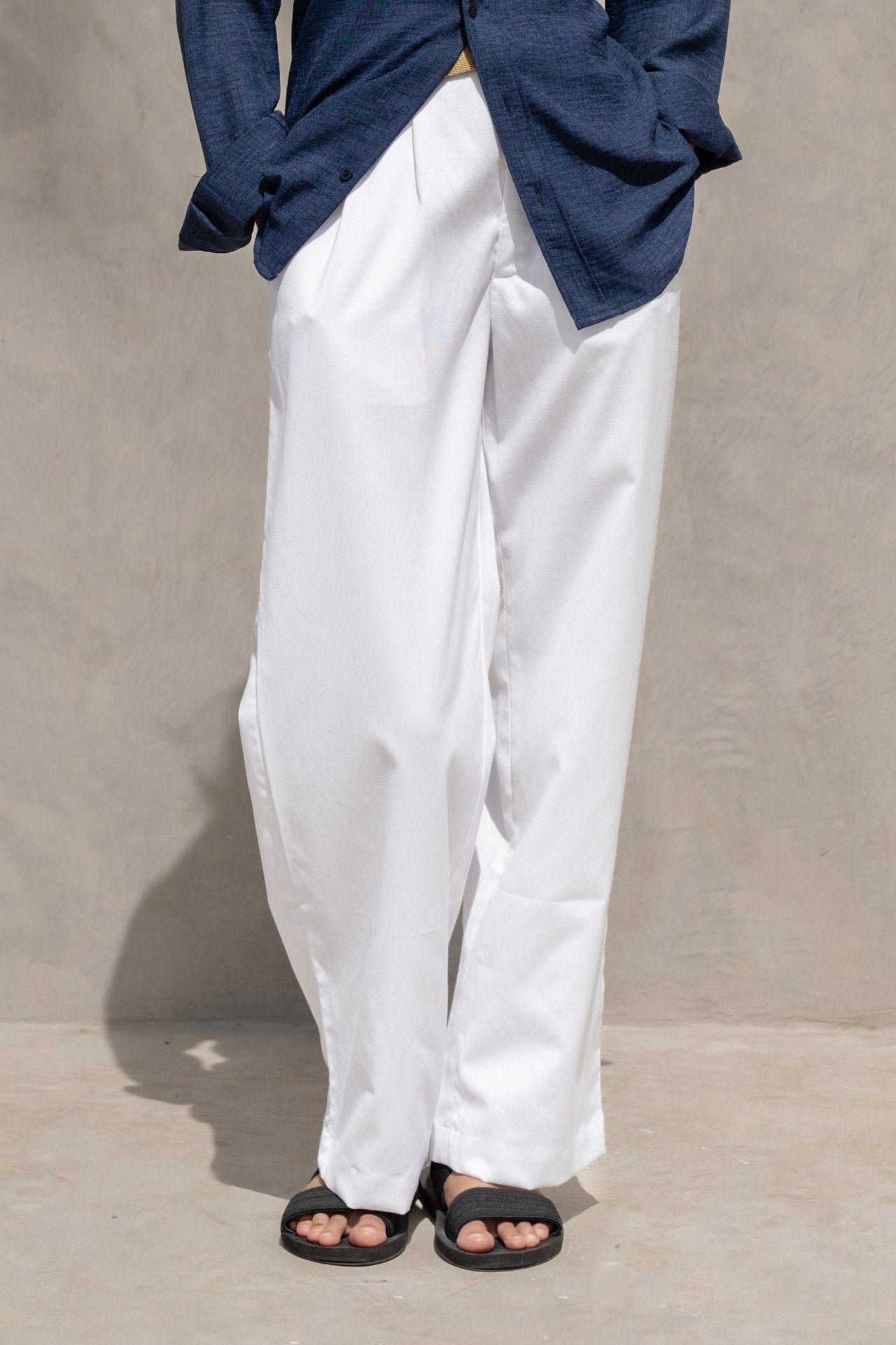 White Relaxed Fit Trousers